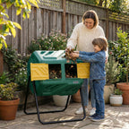 Werph 43 Gal Dual Chamber Compost Bin Tumbler for Backyard Garden, Green
