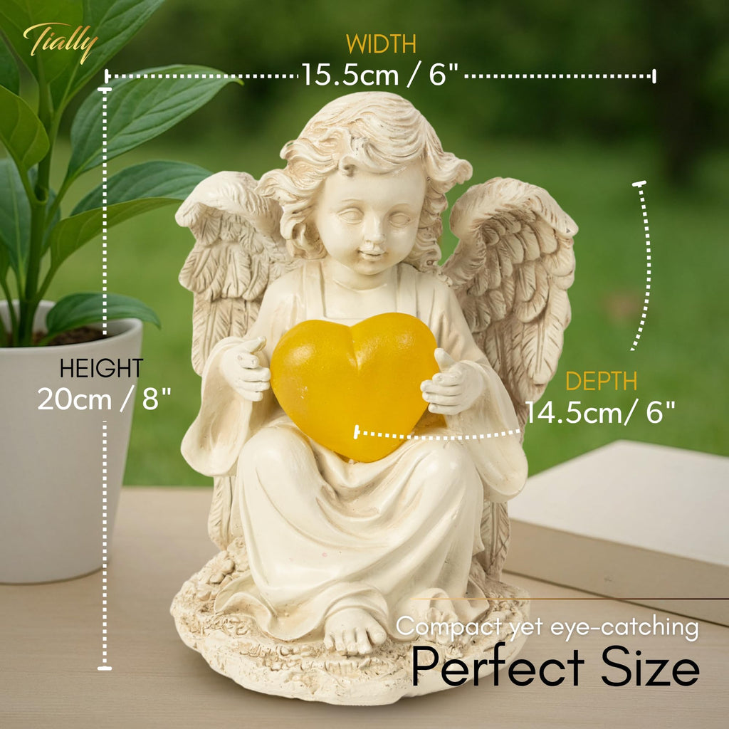 TIALLY Solar Angel Garden Statue, 8" Guardian Memorial Outdoor Light