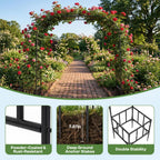 GARDFANCY Garden Arch with Planter Boxes, Metal Arbor Trellis for Climbing Plants Outdoor, Heavy Duty Iron Archway for Wedding Ceremony Party Backyard Lawn Patio Decor, Black