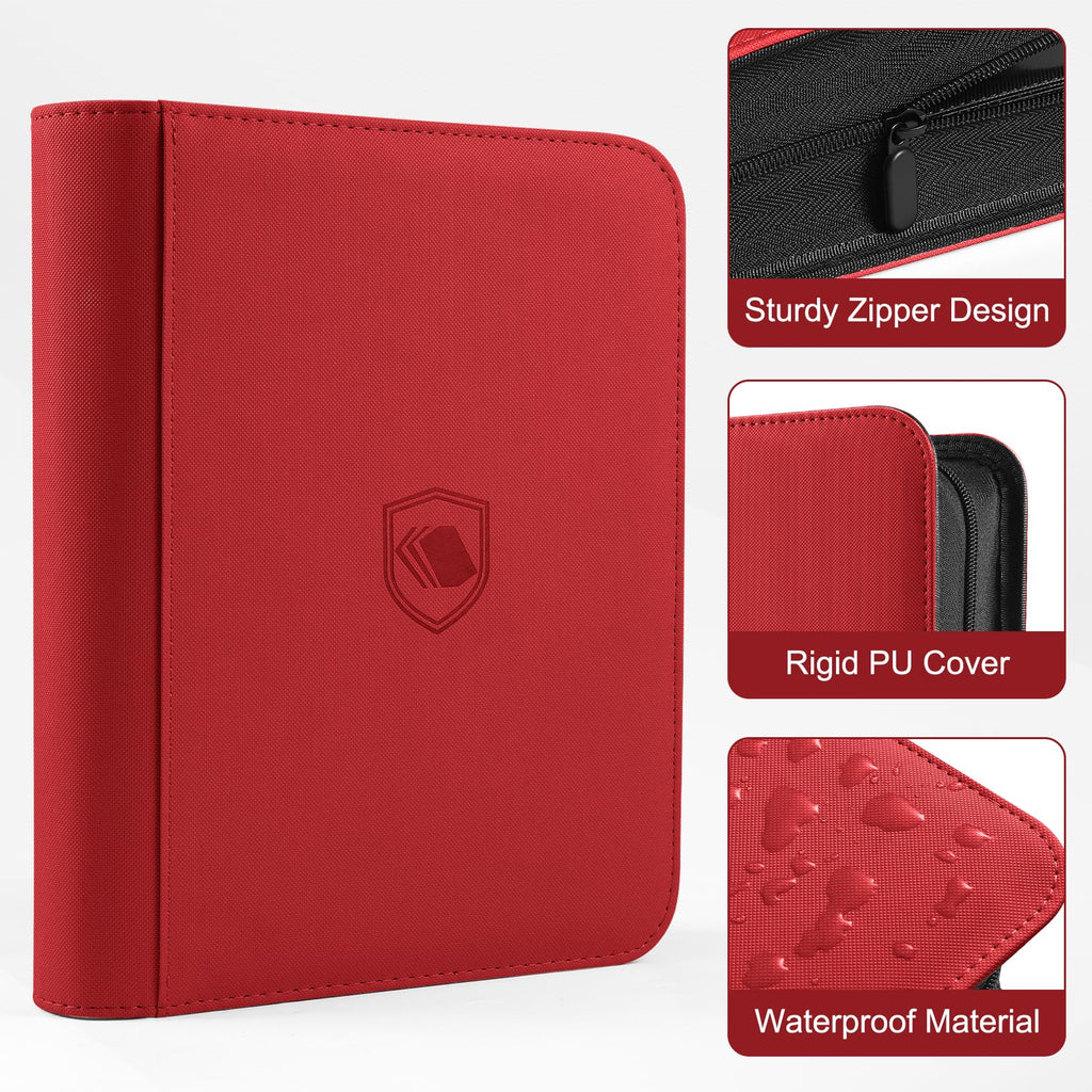 Toploader Binder, Holds 360 Toploaders, 100 Toploaders INCLUDED, 9-Pocket PU Cover Top Loader Binder for 3" x 4" Rigid Toploaders, Ringless Double-Sided Toploader Card Binder for TCG, Sport Cards