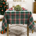Romanstile Christmas Checkered Tablecloth Rectangle - 54 x 120 Inch - Green Buffalo Plaid Cotton Flannel Table Cloths, Xmas Winter Stain Resistant Washable Table Cover for Holiday/Party/Dining Decor