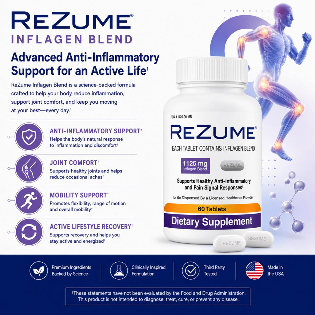CryoDerm REZUME Tablets Full Spectrum Inflagan Blend Formula (60 Count)