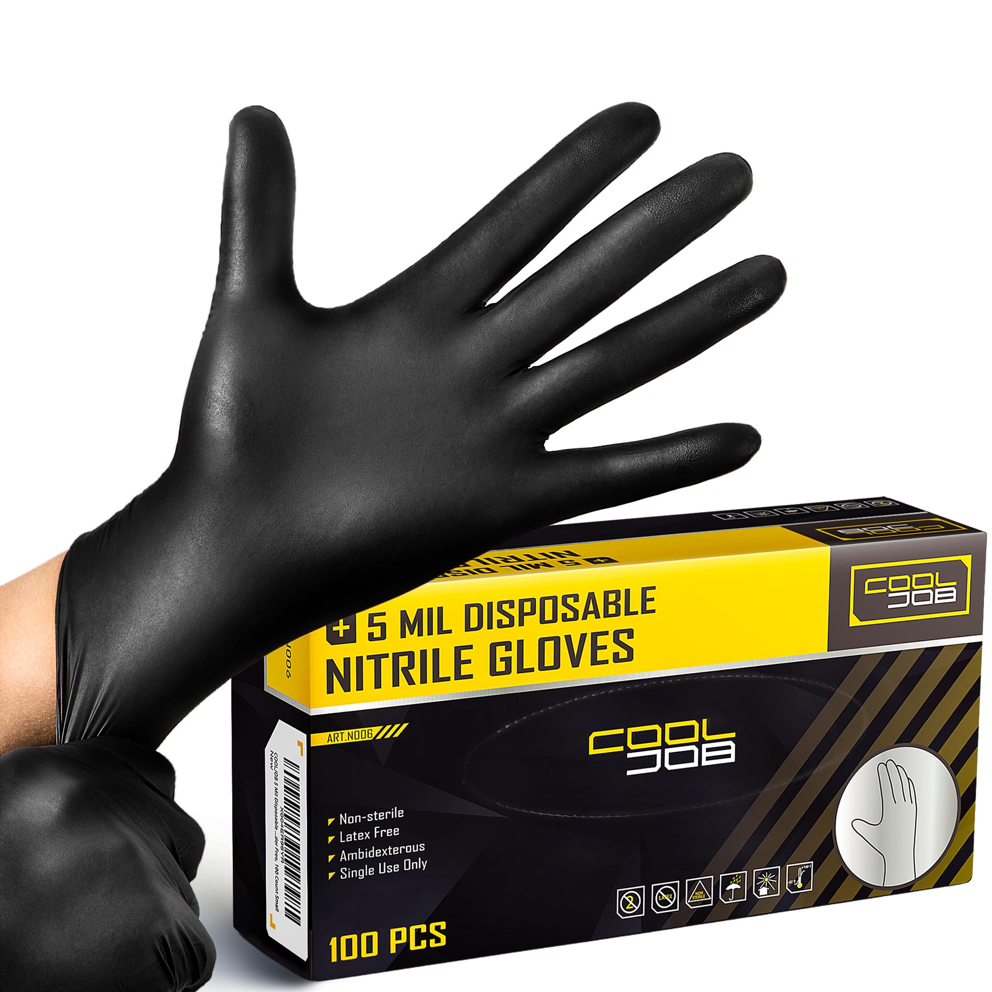 COOLJOB 5 Mil Disposable Nitrile Gloves, Heavy Duty Gloves for Household Cleaning, Cooking, Food Safe & Powder Free, 1000 Count Xlarge