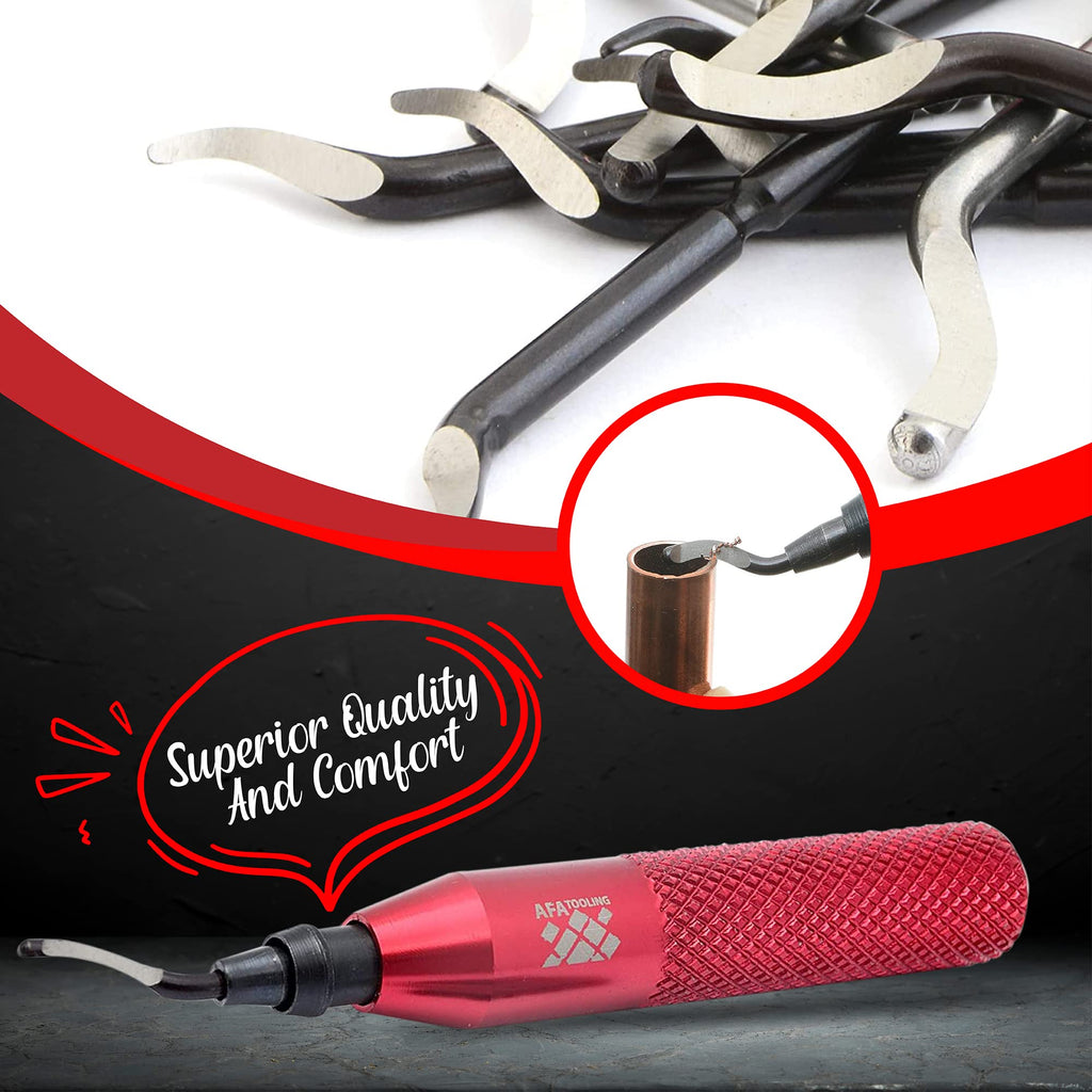 AFA Tooling - Deburring Tool with 41 High Speed Steel Blades - Works on Metal, Resin, PVC Pipes, Copper, Plastic and 3D Printed Edges - Plumbing & 3D Printing Burr Removal Reamer Tool