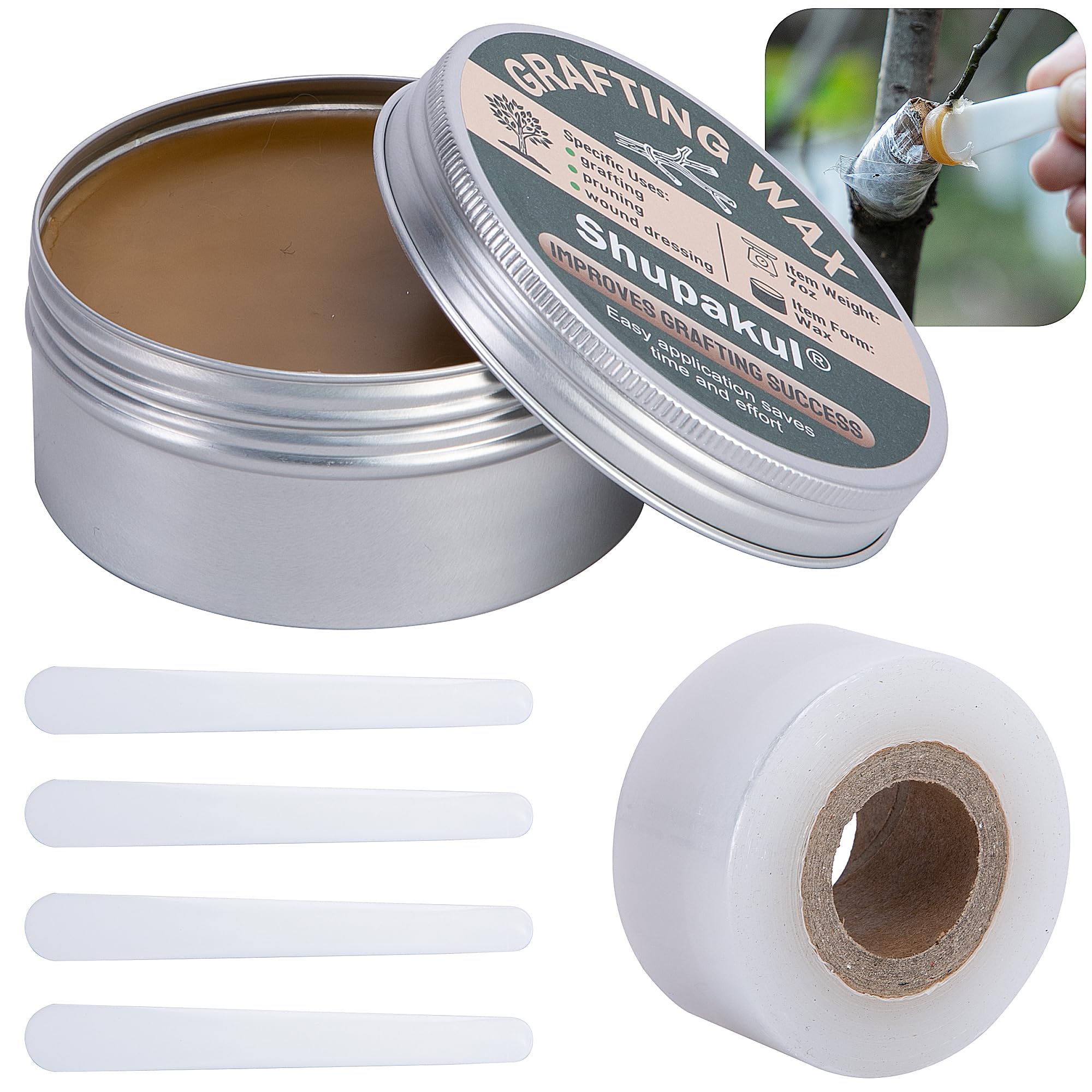 Shupakul Tree Grafting Wax Set, Tree Wound Pruning Sealer with Sealing Tape, Grafting Wax for Roses Fruit Bonsai Shrubs Plant Healing