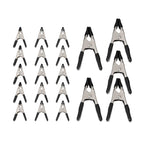 Amazon Basics 20-Piece Steel Spring Clamp Set, Strong, Non-Marking PVC-Coated Tips, 15 Pack of 3/4-inch, 5 Pack of 1-inch, Black/Silver