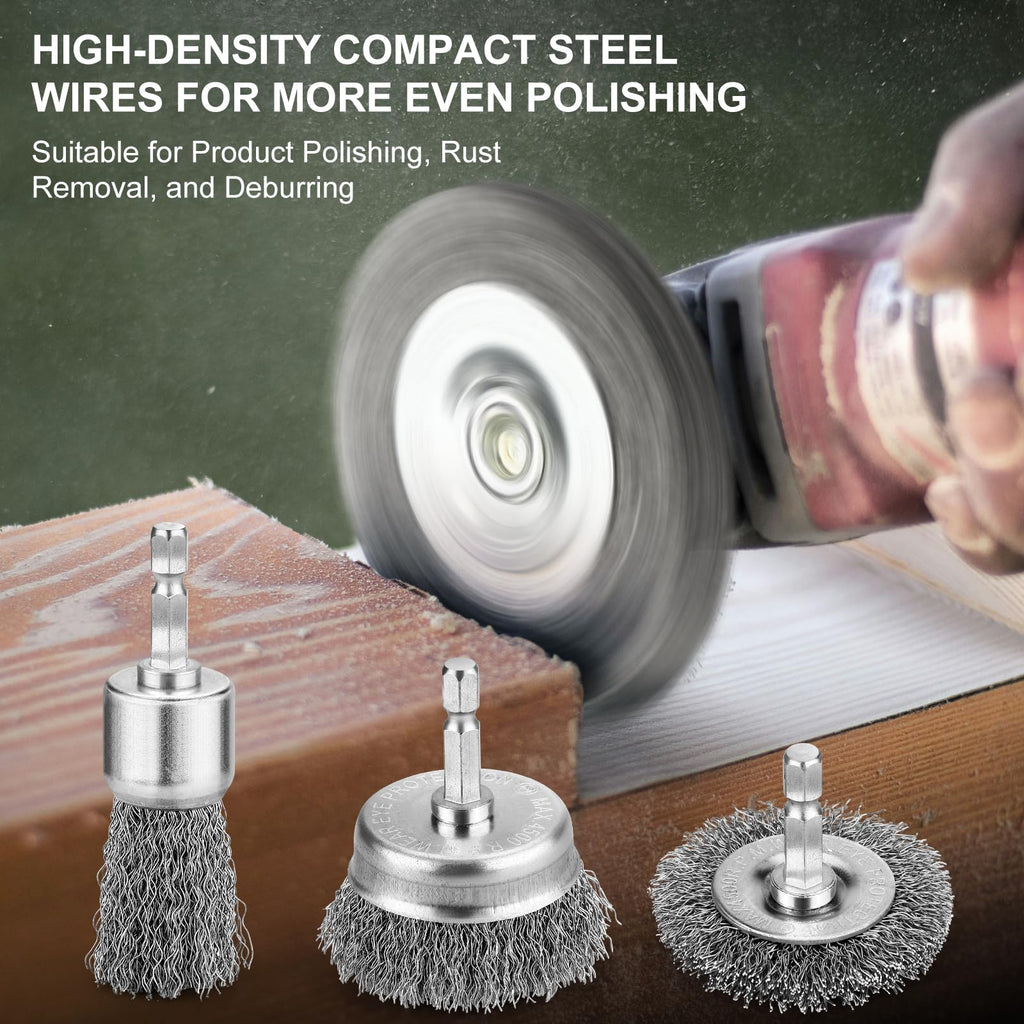 Pylevemv 6Pcs Wire Wheel Brush Set, Carbon Steel Wire Brush for Drill