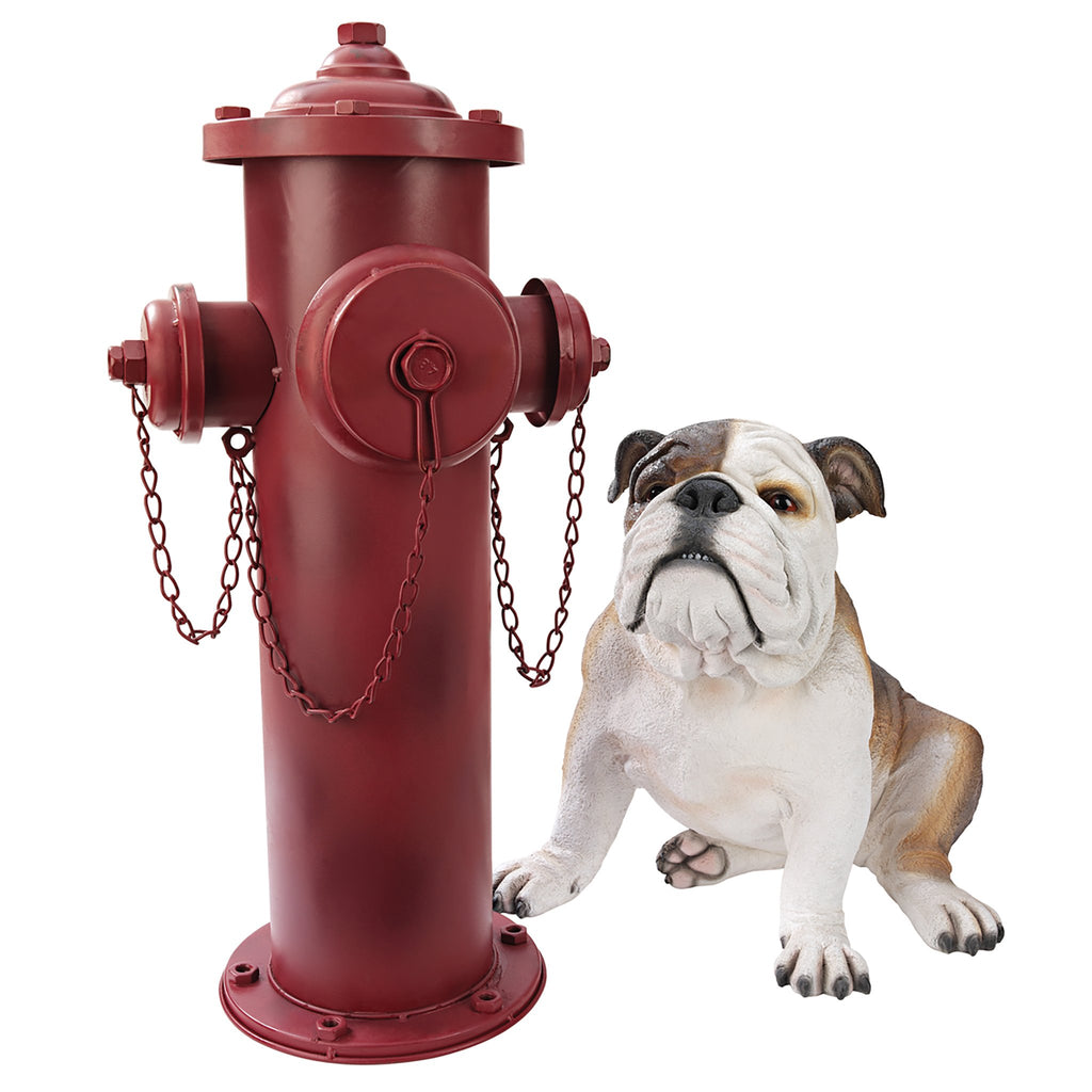 Design Toscano Fire Hydrant Statue Puppy Pee Post and Pet Storage Container, Large 23 Inch, Metal, Full Color