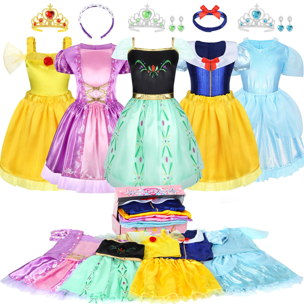 LIMIROLER 18 Pcs Princess Dress Up Clothes for Girls Role Play Gift Set