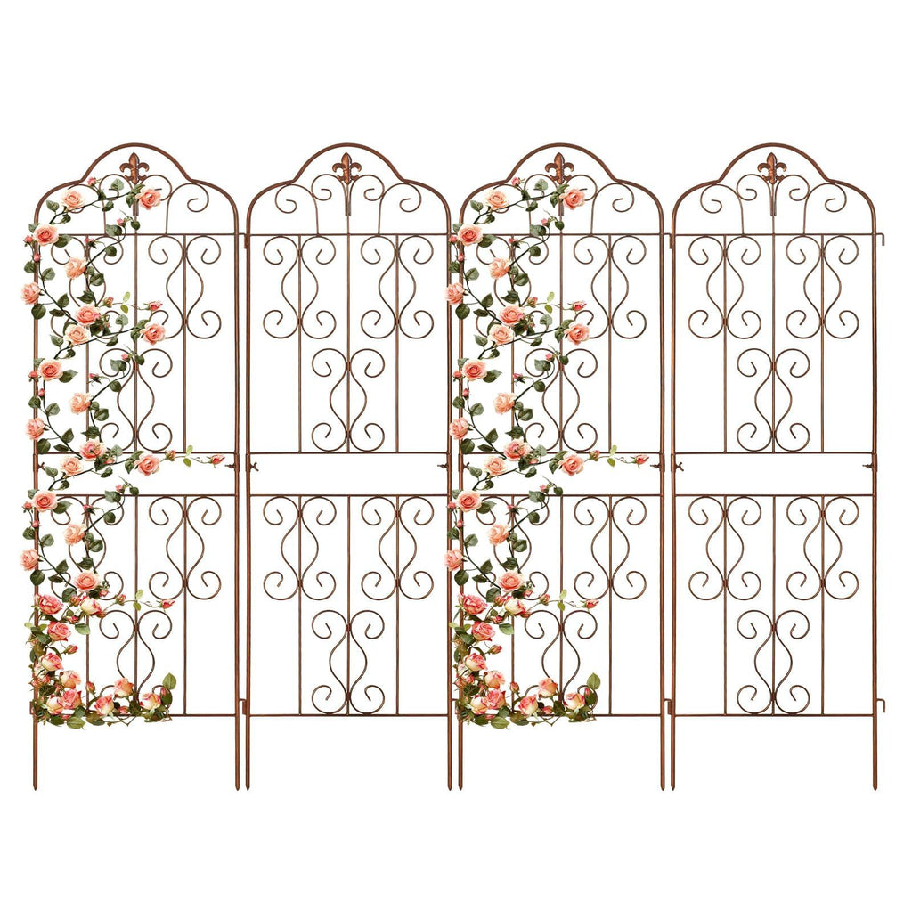 hogardeck 4 Packs 60 * 18 inch Metal Garden Trellis for Climbing Plants Outdoor,Heavy Duty,Gold Coating Rustproof Trellis for Rose, Vegetable, Flowers, Expandable,Perfect for Training Climbing Plants