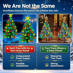 2 Pack 3.6Ft Solar Christmas Tree with 100 Snowflake Lights, Waterproof Christmas Decorations Outdoor, Solar Christmas Lights Outdoor Xmas Tree for Yard, Pathway, Porch, Cemetery, Holiday Decor