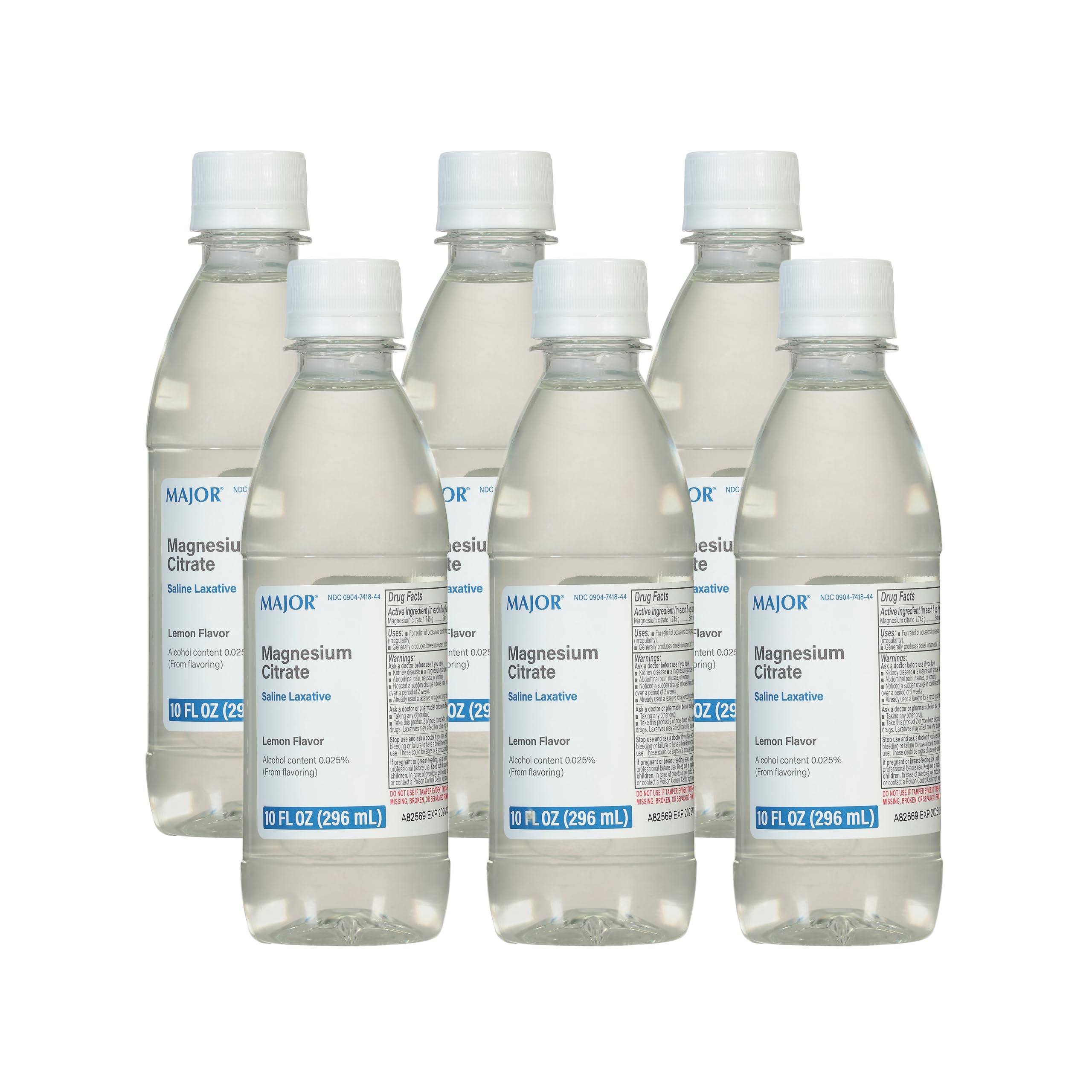 MAJOR Magnesium Citrate Saline Laxative - Helps Relieve Occasional Constipation (Irregularity) - Lemon Flavor - 10 Fl. Oz. (6 Pack)