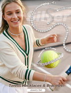 LOLIAS Silver Jewelry Set for Women Tennis Necklace Bracelet Hypoallergenic