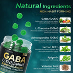 GABA Gummies 500mg for Relaxation, Calm Mood & Sleep Support, Calm Gummies with L Theanine, Ashwagandha, Magnesium, Vitamins D3, B6, GABA Supplement for Adult, Blueberry 60 Count (Pack of 1)