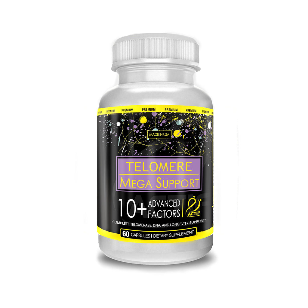 ACTIF Telomere Mega Support with 10+ Factors, Non-GMO, Telomerase and DNA Supplement for Energy, Memory and Anti-Aging, Made in USA, 60 Count