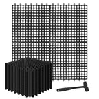 30 Pack Drainage Interlocking Tiles, 12"x12" Modular Interlocking Floor Tiles with 1 Pc Plastic Hammer Non Slip Rubber Floor mat with Holes for Pool Bathroom Deck Kitchen Patio (30, Black)