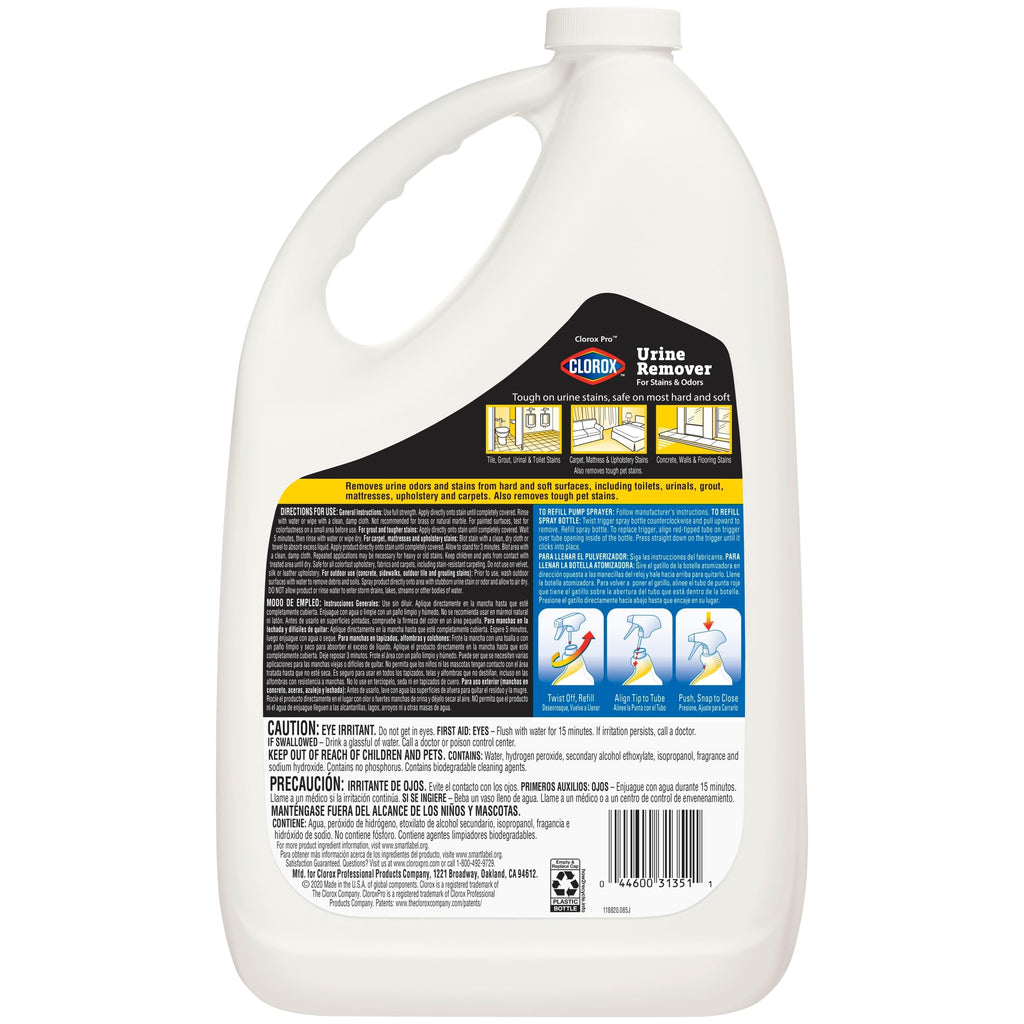 CloroxPro Urine Remover for Stains and Odors Refill, 128 Ounces Each, Pack of 4 (Package May Vary)