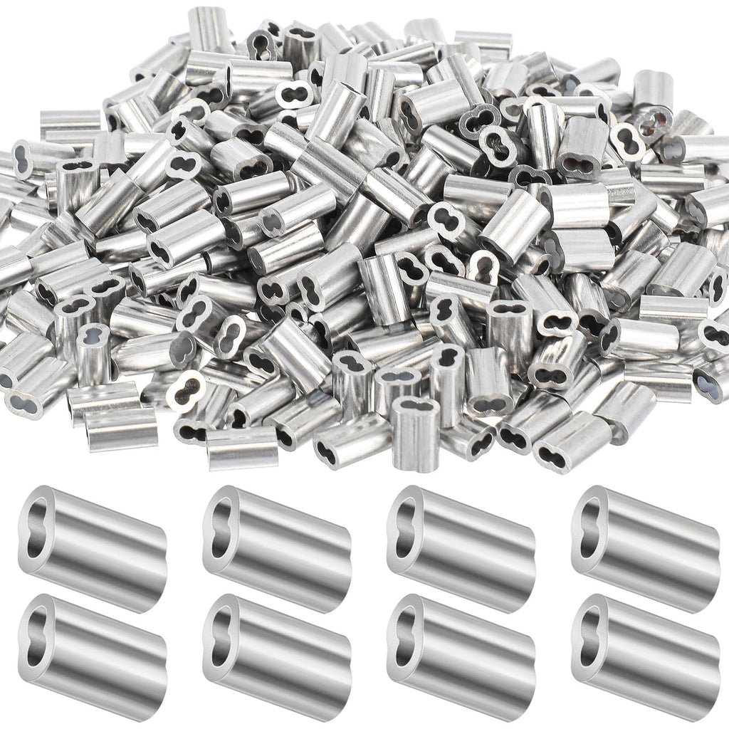 Yaocom 1000 Pcs 1/16" Aluminum Crimping Loop Sleeve Cable Crimp Ferrules Wire Rope Sleeves for Diameter Wire Rope and Cable Line Ends