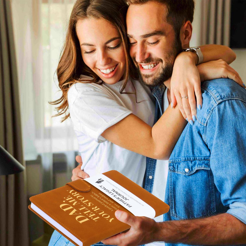 Dad Tell Me Your Life Story Leather Journal (Hardcover) - A Family Heirloom Keepsake with + 275 Prompts to Share His Life Story Book and Memories, Father's Day, Christmas Gift from Daughter & Son