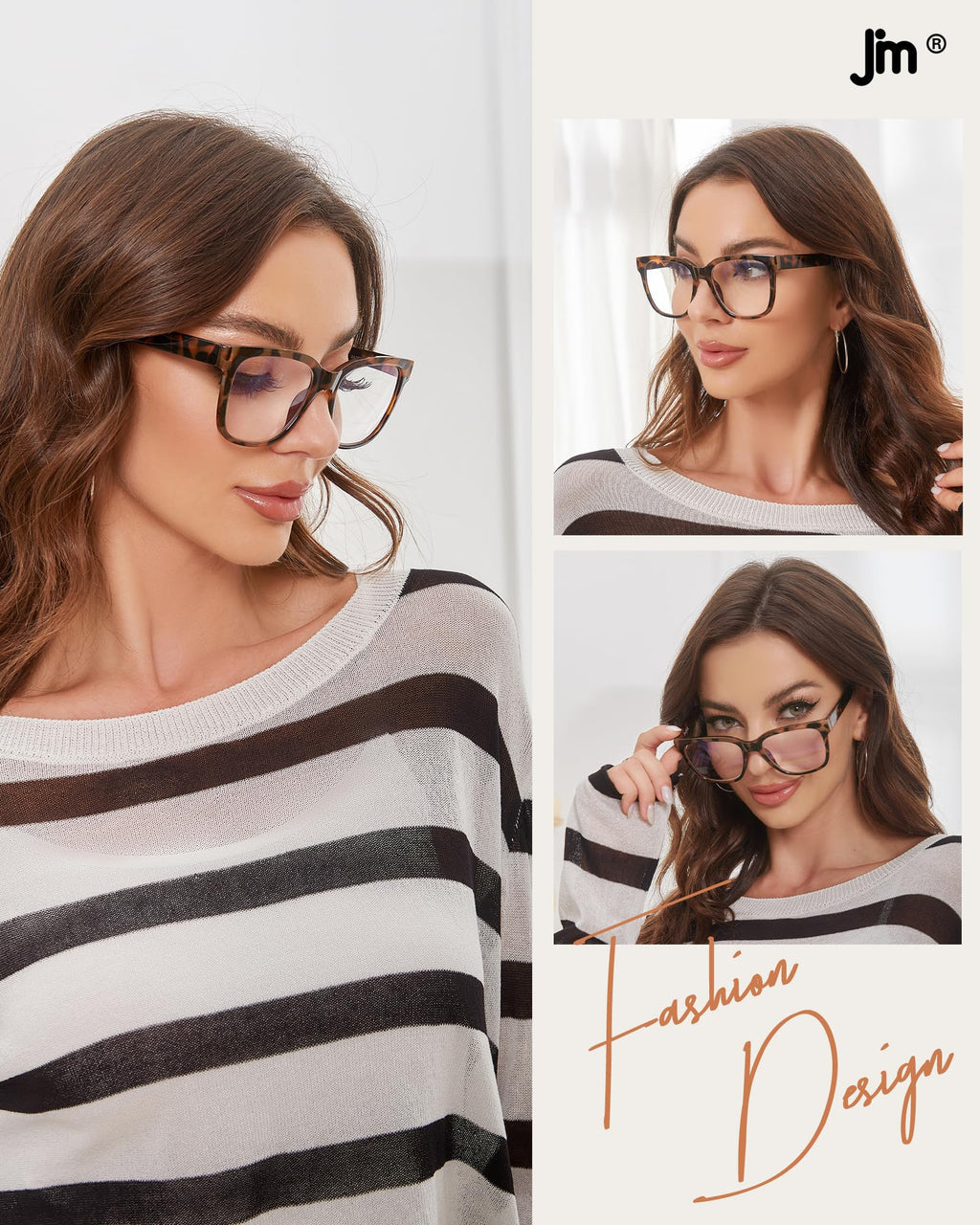 JM Oversized Reading Glasses for Women - Square Stylish Readers for Woman Men/W Blue Light Blocking Trendy Womens Computer Reader Eye Glass Fashion Bluelight Eyeglasses/W Large Frames Clear Lens(1.50)