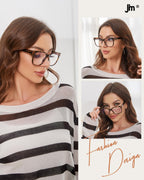 JM Oversized Reading Glasses for Women - Square Stylish Readers for Woman Men/W Blue Light Blocking Trendy Womens Computer Reader Eye Glass Fashion Bluelight Eyeglasses/W Large Frames Clear Lens(1.50)