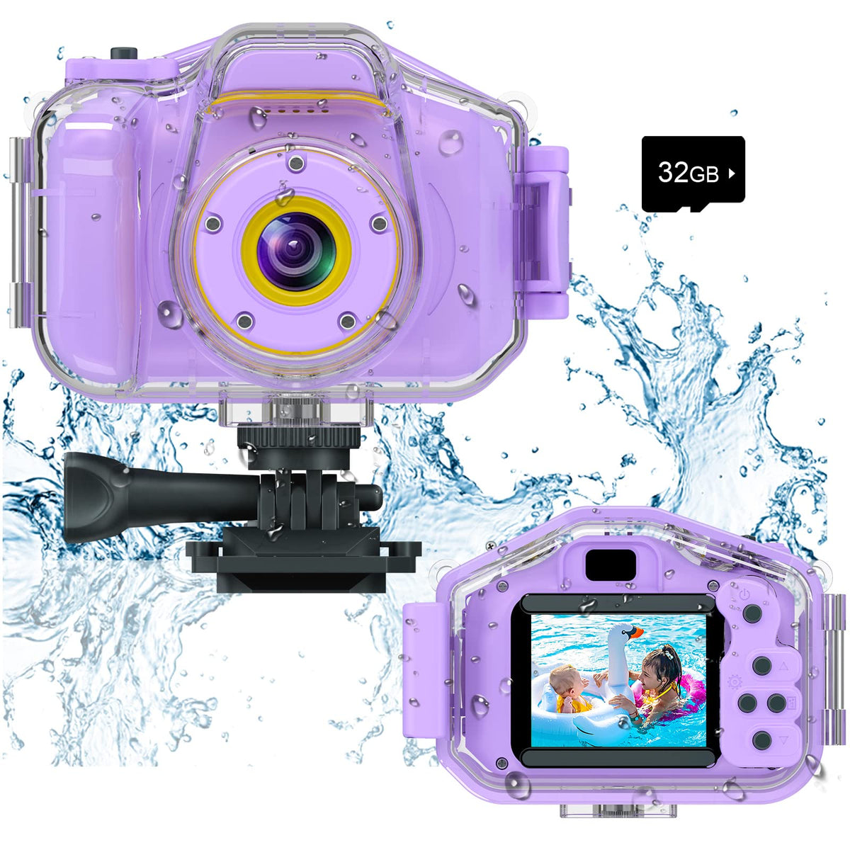 Agoigo Kids Waterproof Underwater Camera Toys for Girls Age 3-12, Purple