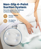 Everlasting Comfort Luxury Bath Pillows for Tub with Head and Neck Support - Non-Slip Bathtub Pillow with Suction Cups, Quick-Drying Mesh & Drying Hook - Jacuzzi & Spa Accessories for Women - White