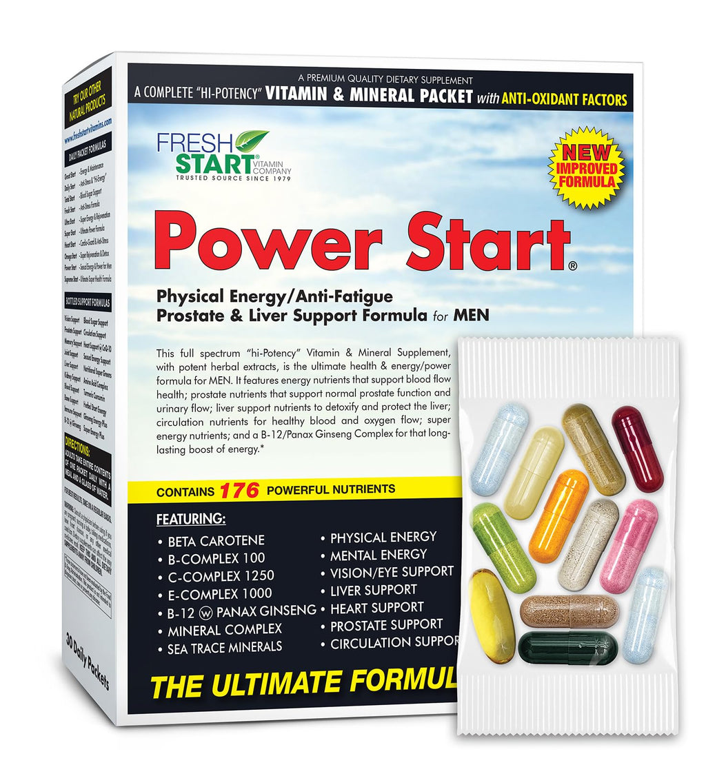 Power Start All-in-One Men's Daily Vitamin Pack - Men’s Vitality & Stamina - Tongkat Ali, Tribulus, Maca Root, L-Arginine & Saw Palmetto - 30 Day Supply