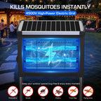 Solar Bug Zapper Outdoor Waterproof, 4500V High Power Cordless Mosquito Zapper with Smart Light Sensor, Dual Solar & USB Rechargeable Insect Killer for Patio, Garden, Backyard, Indoor & Outdoor Use