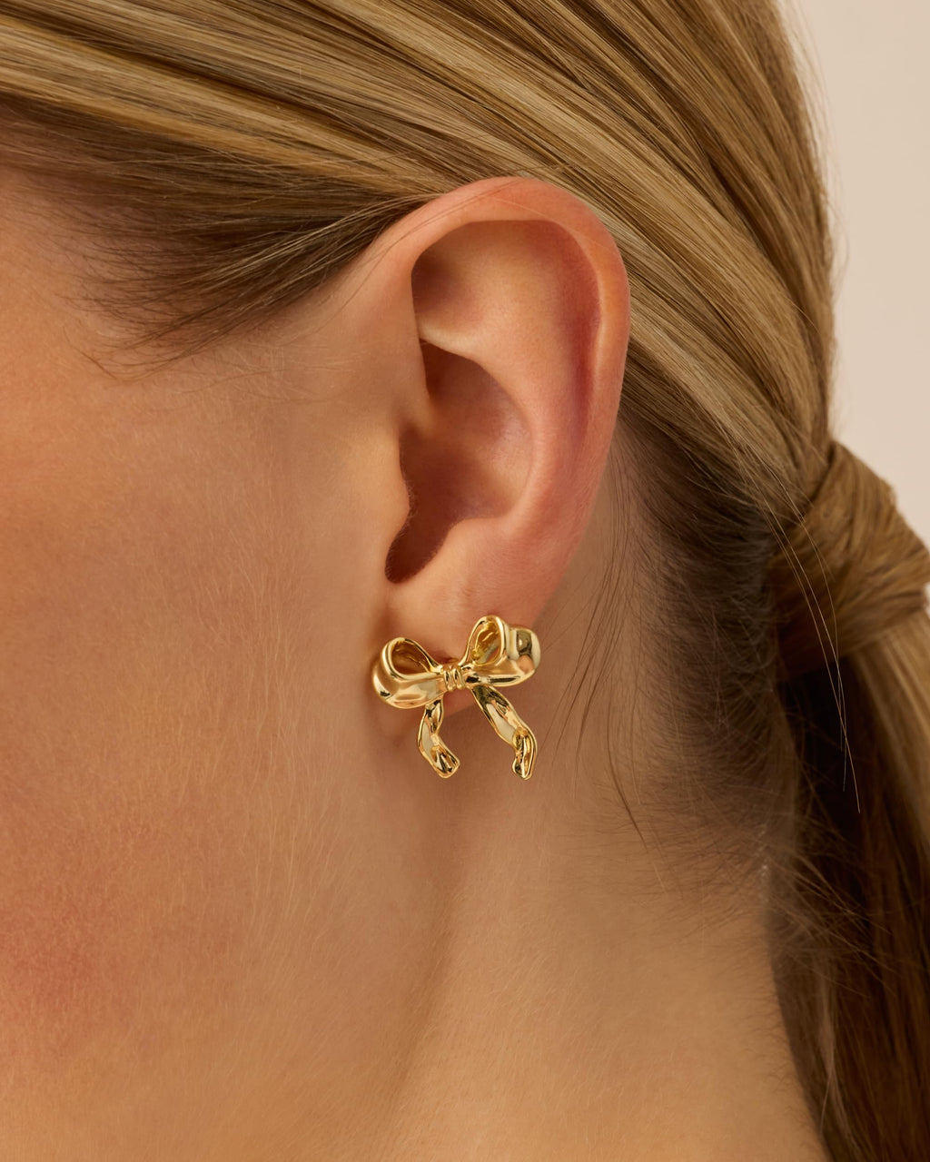 PAVOI Stud Earrings, 14K Gold Plated, Yellow Gold, Size 30 x 25 Millimeters