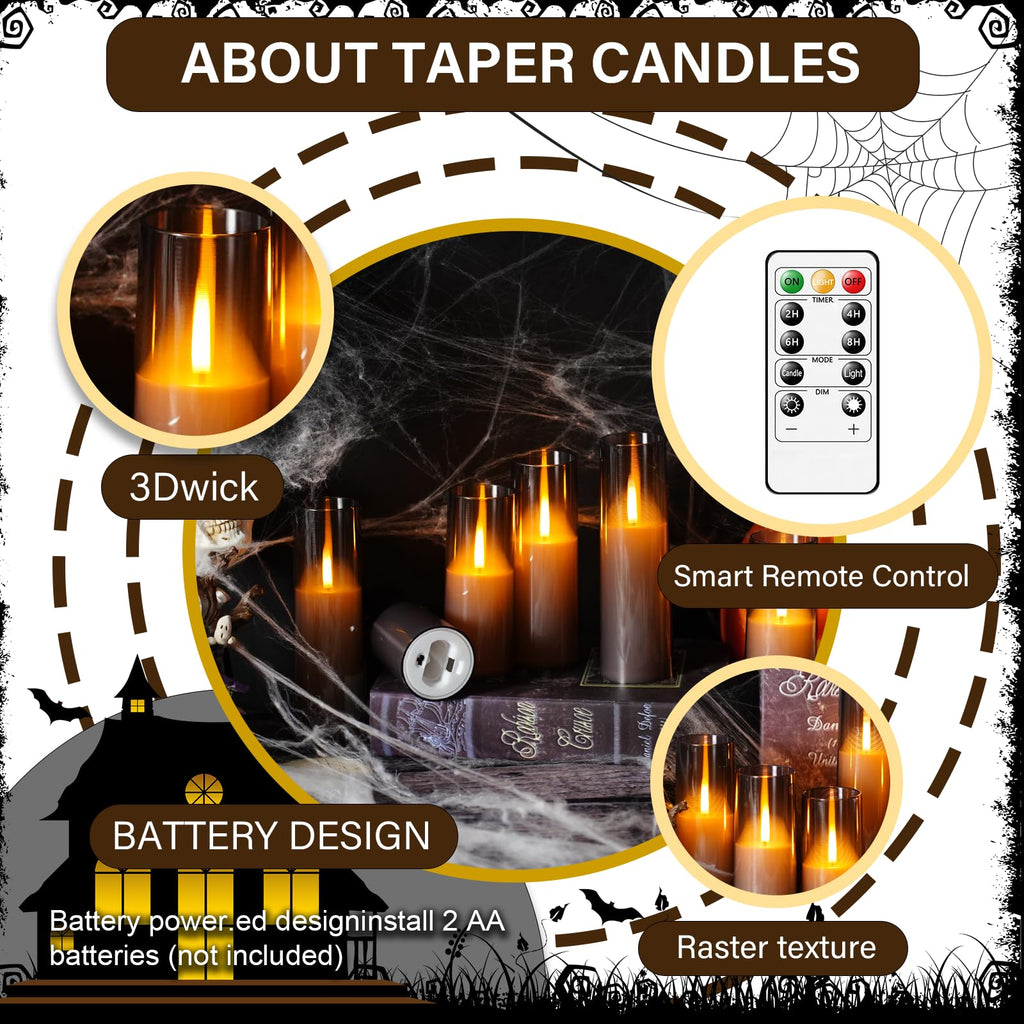 kakoya Flameless LED Candles Upgraded Realistic Flickering Flame,7Pcs Battery Operated Candles with Remote Timers,LED Pillar Candles for Home Decor,Christmas,and Parties（Grey）