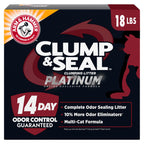 ARM & Hammer Clump & Seal Platinum Cat Litter, Multi-Cat, 14-Day Odor Control, Rock-Hard Clumps, 18 lbs – Powerful Odor Eliminator with Baking Soda