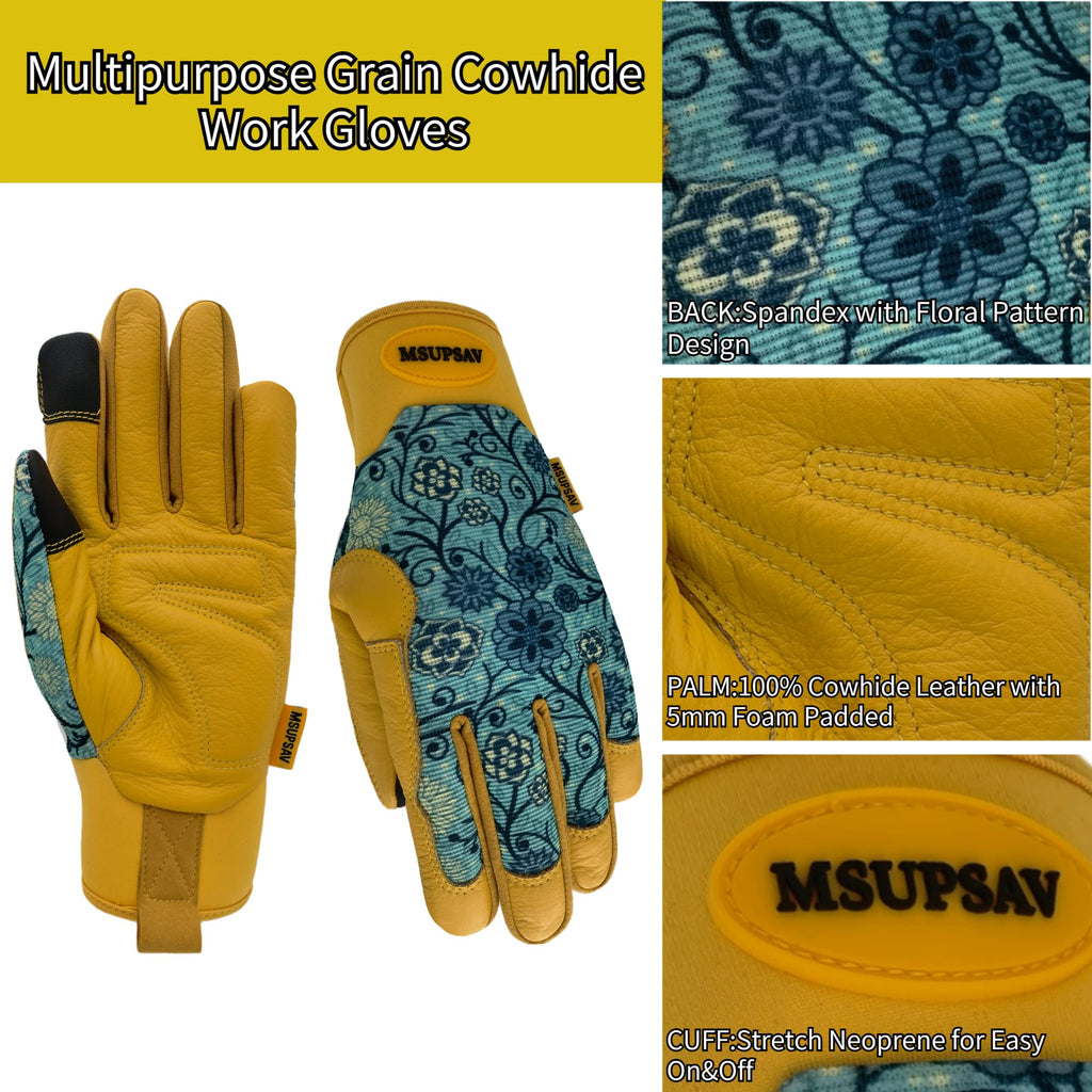 MSUPSAV Puncture Resistant Gardening Gloves,Garden Work Glove,Blue,Medium