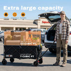 Overmont 46.6" L Extended Collapsible Wagon - 440LBS with All-Terrain Wheel
