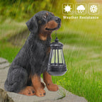 Dog Garden Statue, Rottweiler Solar Statue Holding Lantern,Rottweiler Gifts