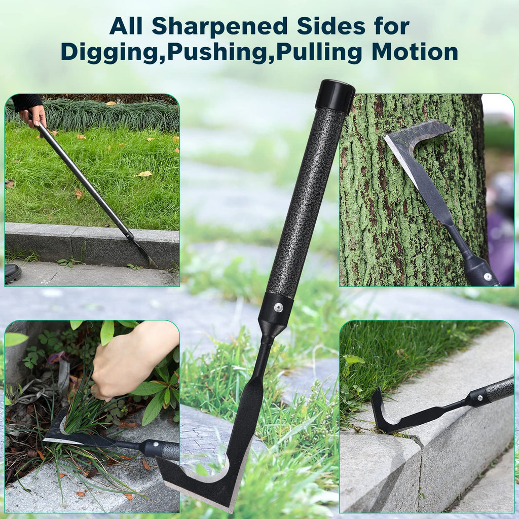 Lilyvane Crack Weeder for Crevice Weeds Weeding: 59” Long Handle, Heavy Duty Carbon Steel Weed Puller for Sidewalk Paver Deck Boards Weed Removal
