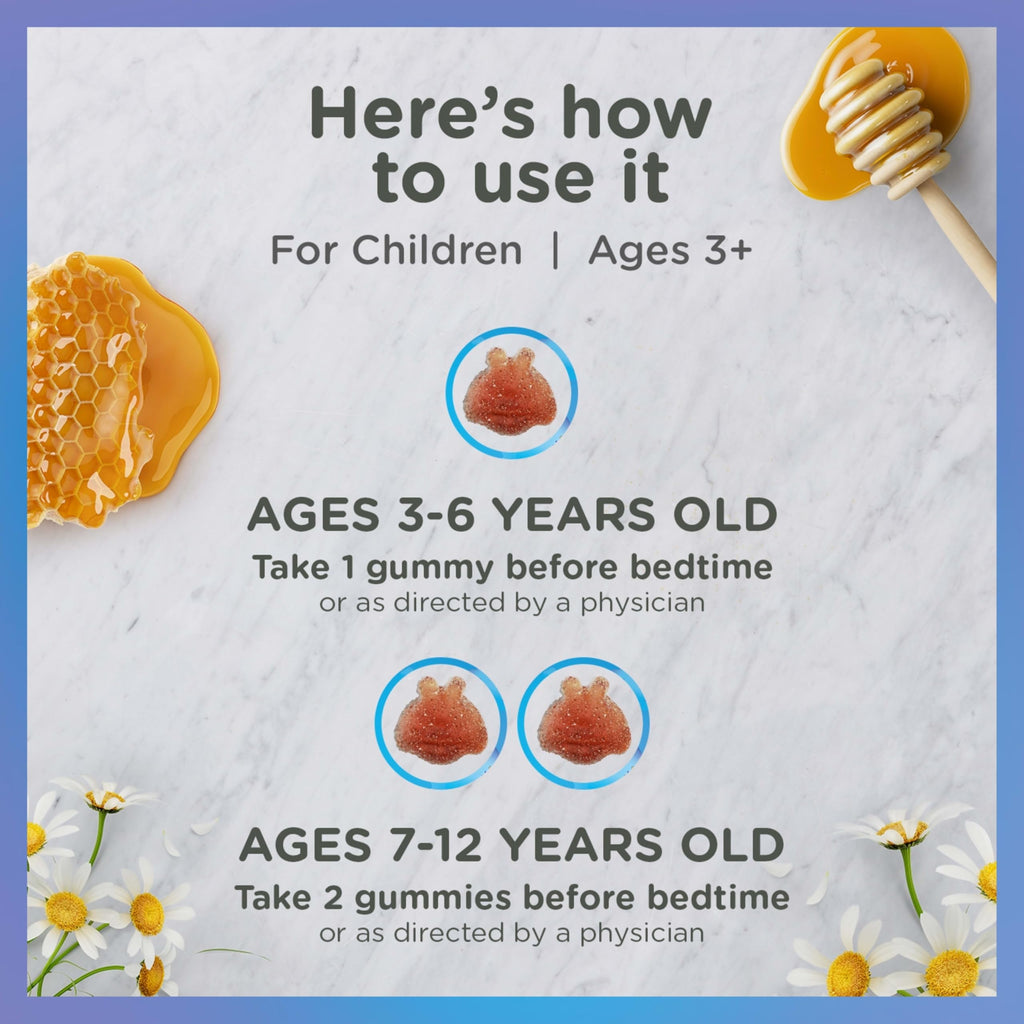 Zarbee's Gentle Bedtime Gummies for Kids - Melatonin-Free Blend of Natural Honey, Raspberry Lemon, and Chamomile Helps Children Unwind and Relax to Prepare for Sleep, 30ct