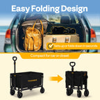 VIVOHOME Collapsible Wagon Cart Lightweight Portable Folding Utility Wagons with All-Terrain Wheels for Grocery Sports Garden Shopping Camping