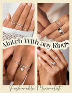 MILACOLATO 2Pcs S925 Sterling Silver Rings for Women Non Tarnish S7