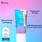 Bioré UV Aqua Rich Glow Enhancing Moisturizer with SPF, Daily Moisturizer with SPF 50, 1% Niacinamide Facial Sunscreen, 1.7 Oz