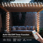 ICRGB Solar Rope Lights, 66FT 200LED 1800mAh Outdoor Waterproof Solar Lights with Remote, IP67 String Light with Timing & 8 Modes for Garden Tree Pathway Yard Pool RV Christmas Decor, White