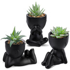 Der Rose 3 Pack Fake Plants in Black Pots for Bathroom Living Room Decor