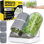 2000ml(68oz) LARGE SIZE Seed Sprouting Mason Jar Kit with Stand, Drain Tray