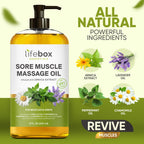 Arnica Sore Muscle Massage Oil – 100% Pure & Natural - Massage Therapy for Muscles & Joints – Body Oil Infused with Arnica Extract, Lavender, Peppermint & Chamomile Oils – 8 FL OZ