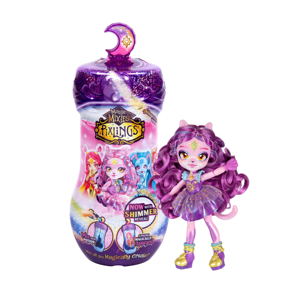 Magic Mixies Pixlings Shimmerverse Series, Create & Mix Magic Potion To Magically Reveal Catlyn the Cat, Watch As This Beautiful 6.5" Shimmerverse Pixling Fashion Doll Appears Inside The Potion Bottle