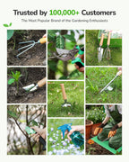Grenebo Gardening Tools Set, 11-Piece Rust-Proof Kit with Bag, Purple