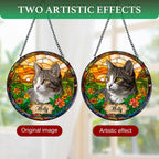 Personalized Pet Stained Glass Suncatcher Dog Cat Memorial Window Hanging