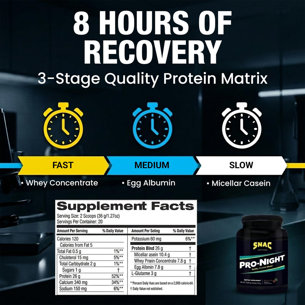SNAC Pro-Night Protein Powder Blend - Flavored Protein, Chocolate, 1.6 lbs