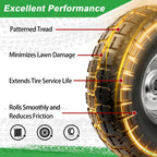 LTNICER 4.10/3.50-4 Tire Wheels Flat Free 10" Heavy Duty Solid Flat-Free Replacement Tire with 5/8 Axle Compatible with Gorilla Carts, Wheelbarrow, Dolly, Hand Truck (2-Pack)