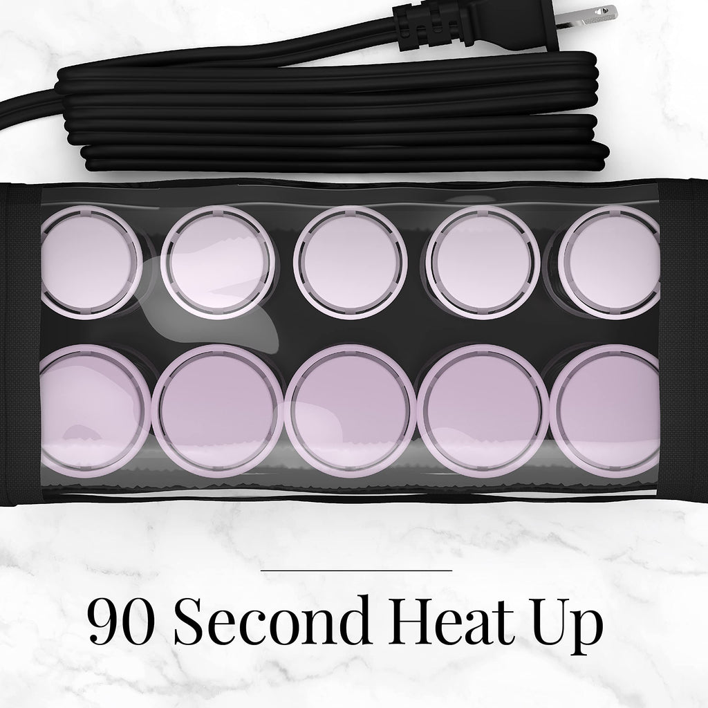 Remington Compact Ceramic Dual Voltage Hot Rollers for Long and Short Hair, Hair Setters, Hair Curlers, 1-1 ¼" Purple/Black, 10 Piece Set